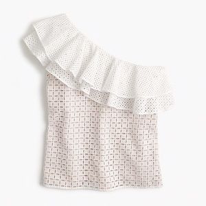 J. Crew Black Label Petite one-shoulder ruffle top